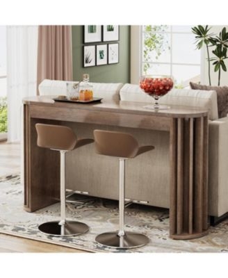 Transitional Bar Table, Fluted Side Panels with Rounded Ends