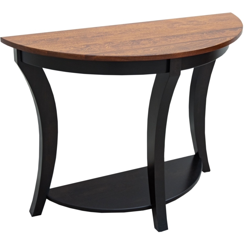 Transitional Foyer Table with Curved Saber Legs and Two-Tone Finish