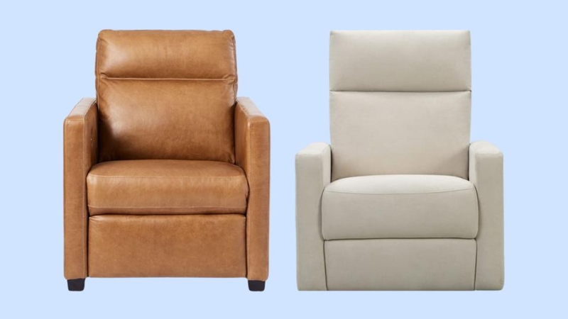 Transitional Recliner Chair Square Track Arms Split Back