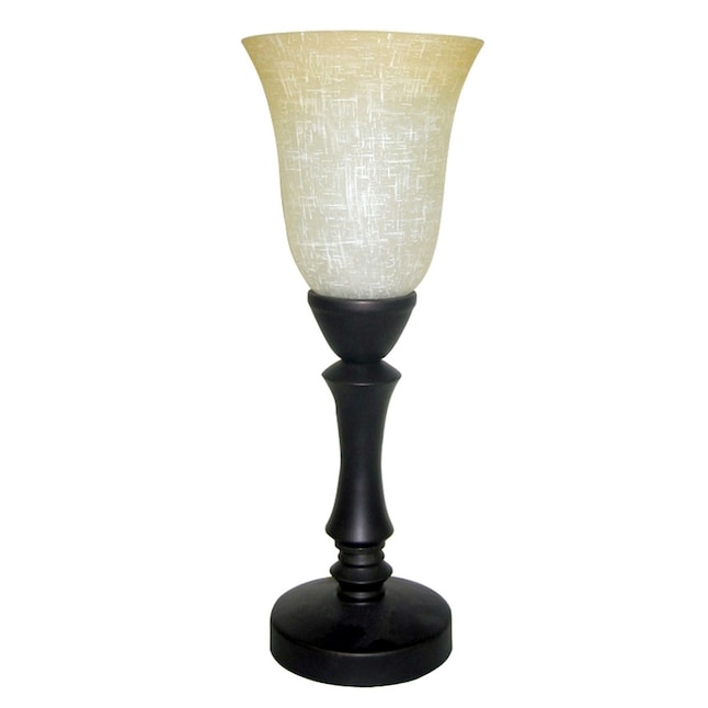 Transitional Table Lamp, Cross Hatch Glass Shade and Sculpted Bronze Base