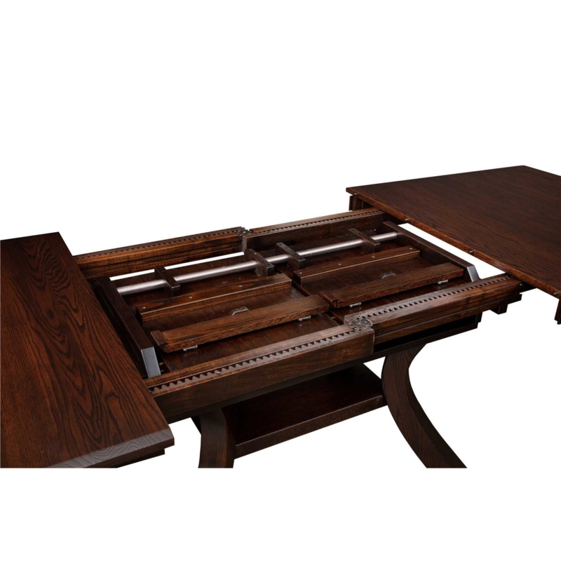 Trestle Dining Table Curved Legs Dark Walnut Craftsman Expansion Base