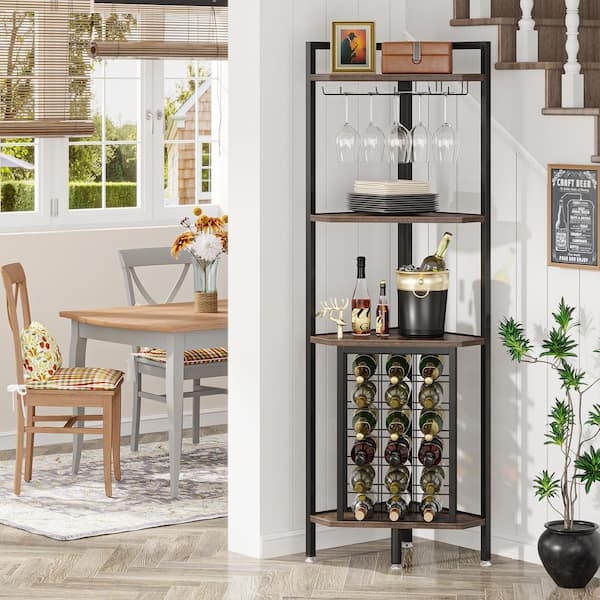 Triangular Corner Wine Rack Industrial Rustic Shelves