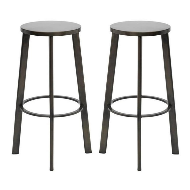 Tripod Bar Stool Gunmetal Gray Brushed Metal Round Seat Minimalist