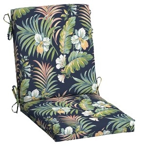 Tropical Dining Cushion: Simone Blue Tropical Botanical Print