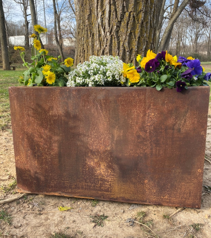 Trough Planter Handmade Steel Oxidized Rusted Patina Finish