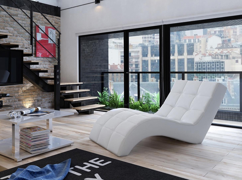 Tufted Grid Chaise Lounger with Ergonomic Curved Design