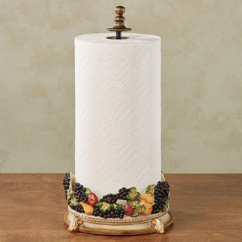 Tuscan Style Paper Towel Holder, Sculpted Fruit Relief Antique Bronze