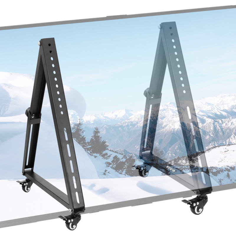 TV Stand Triangular Frame Independent Legs Low Profile Locking Casters