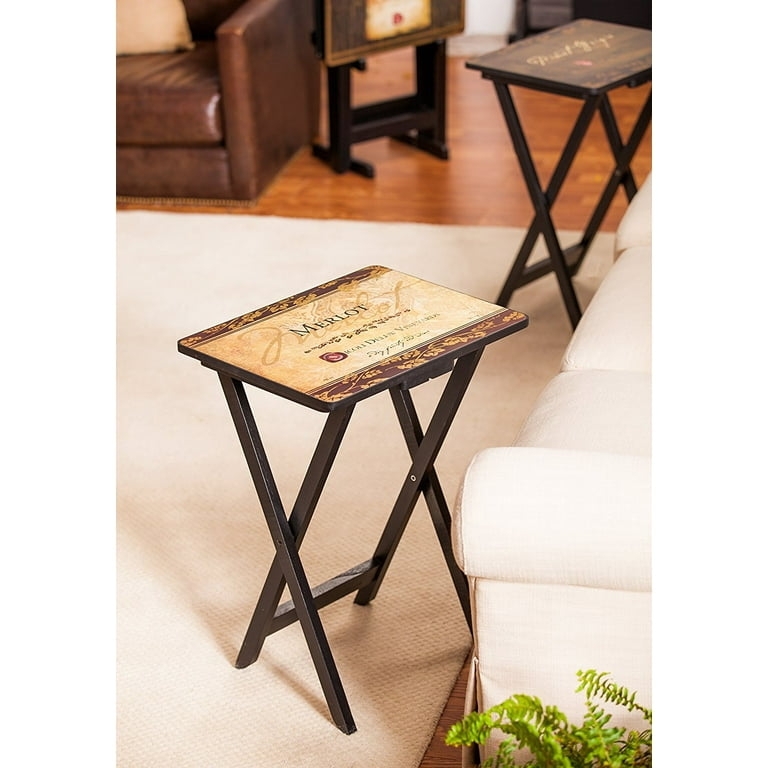 TV Tray Merlot Vineyard Art Folding X-Frame Rustic Snack Table