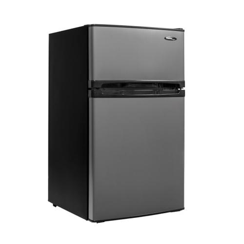 Two-Door Fridge with Brushed Stainless Look and Separate Freezer