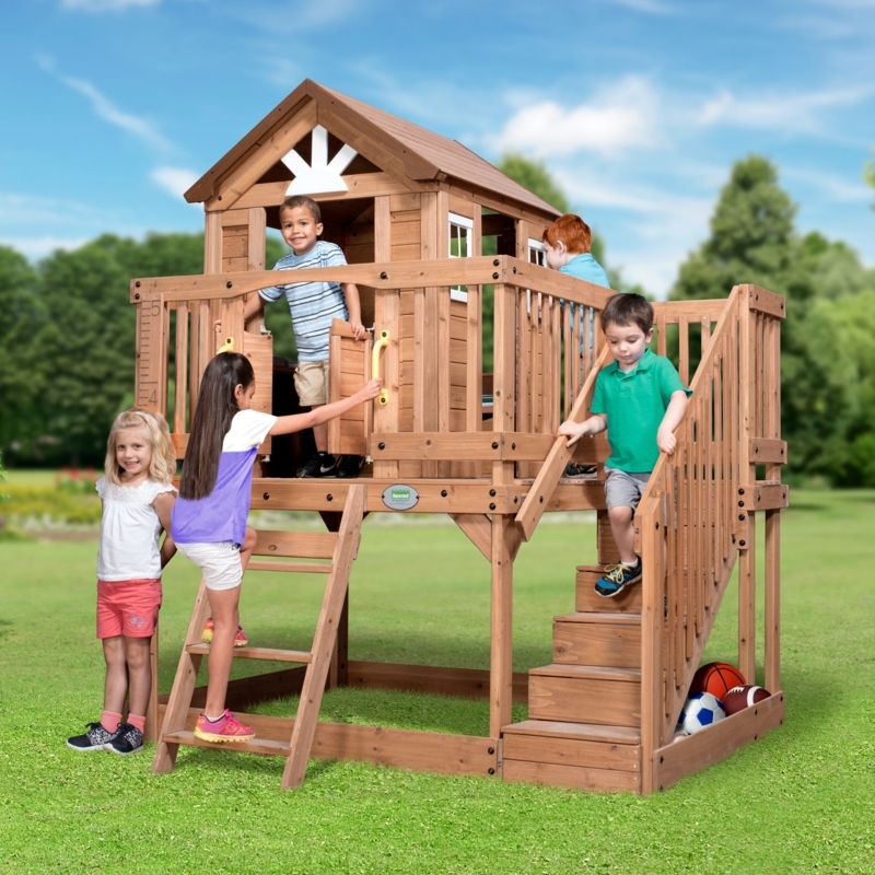 Two-Story Outdoor Playhouse with Height Chart & Ball Storage