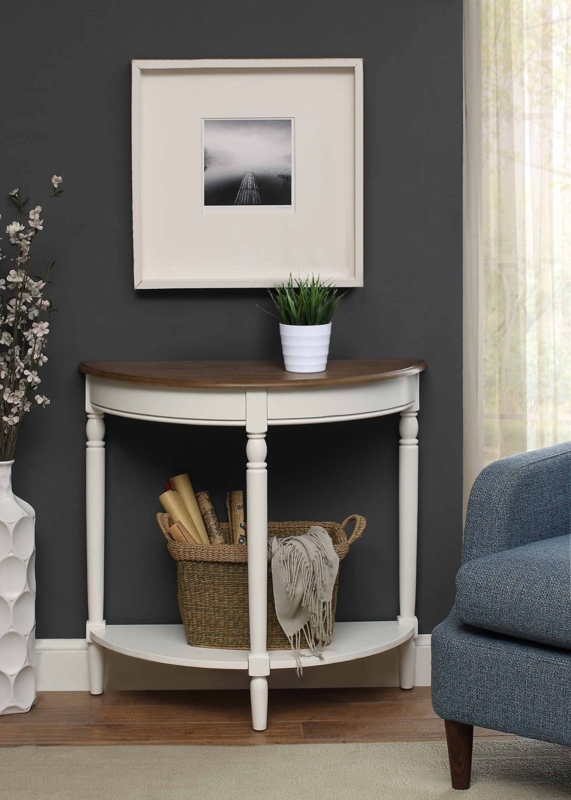 Two-Tone Entryway Table featuring Driftwood Brown Top and White Legs