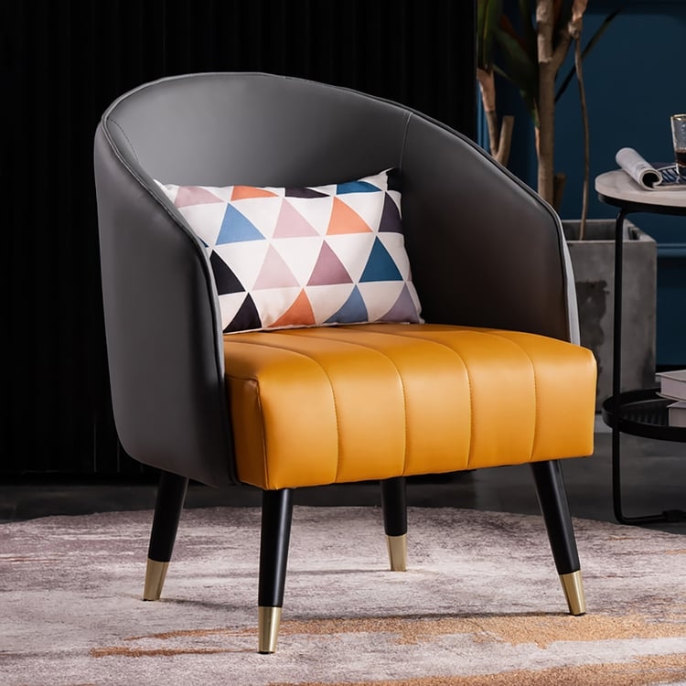 Two Tone Slipper Chair with Curved Tub Silhouette