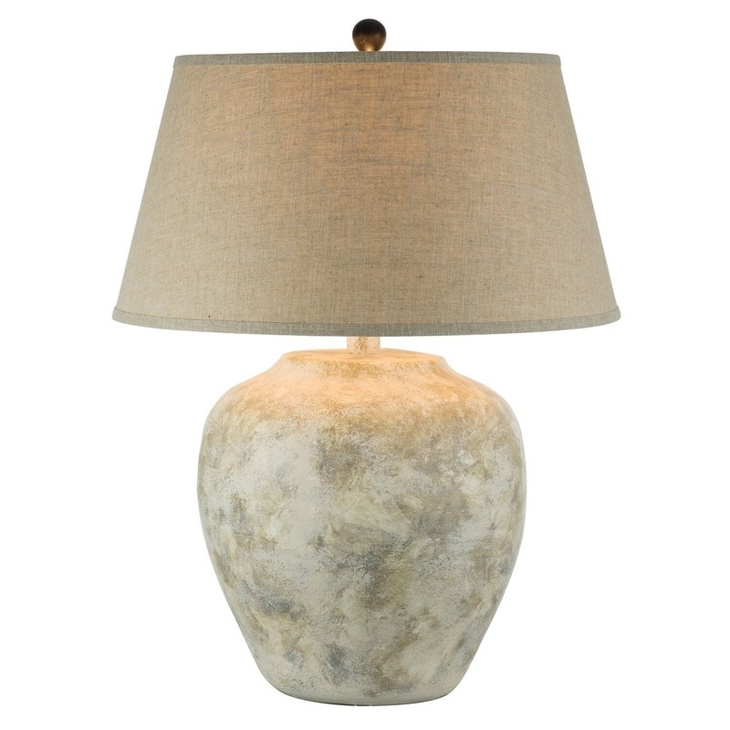 Two Toned Japandi Lamp With Linen Shade | Foter