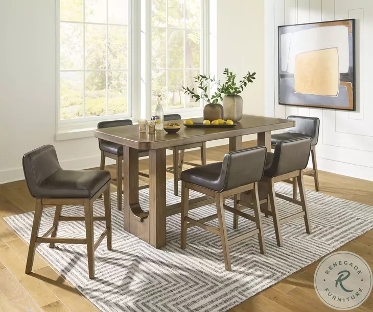 U Shaped Base Dining Set Low Back Leather Like Stools