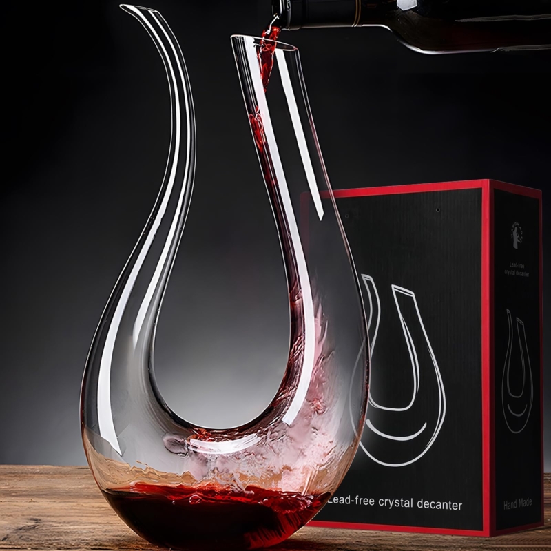 U-Shaped Wine Decanter, Luxury Crystal Silhouette with Dual Spouts