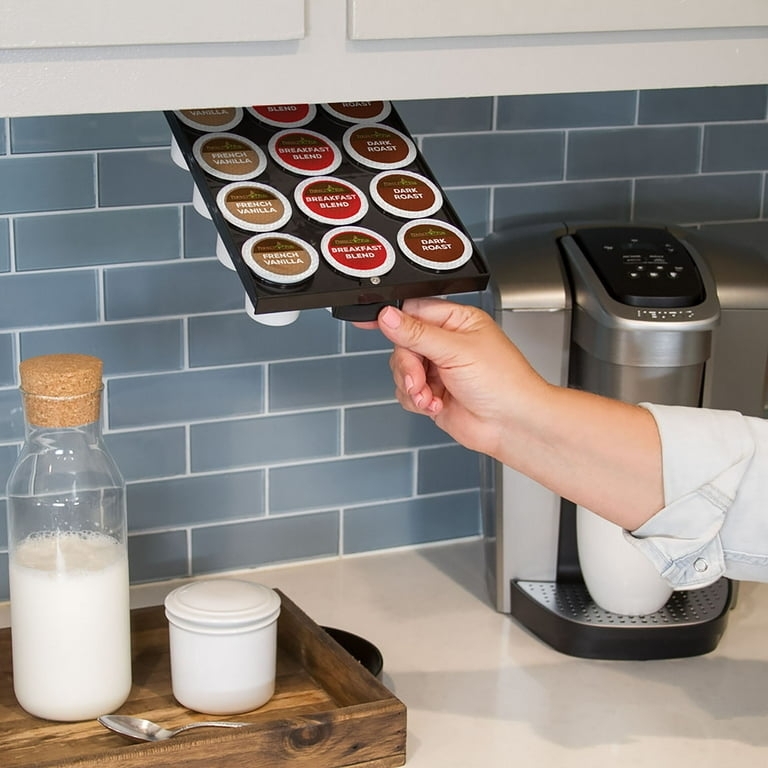 Under Cabinet Pod Holder, Pull Down Drawer Matte Black Organizer