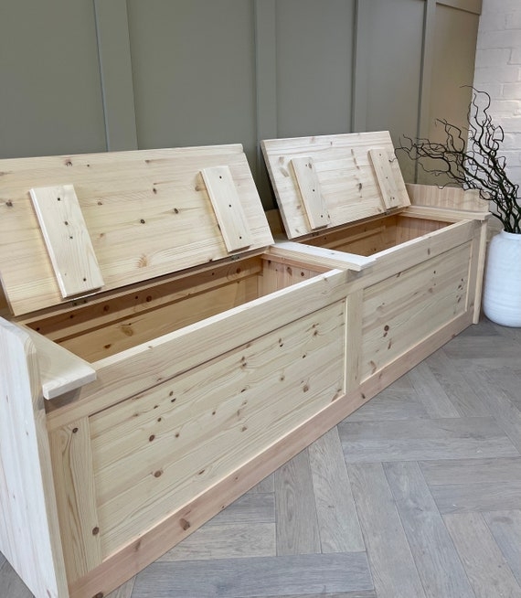 Unpainted, Natural Wood Storage Bench, Window Seat Hall Storage Bench.  Entry Shoe Bench. - Etsy