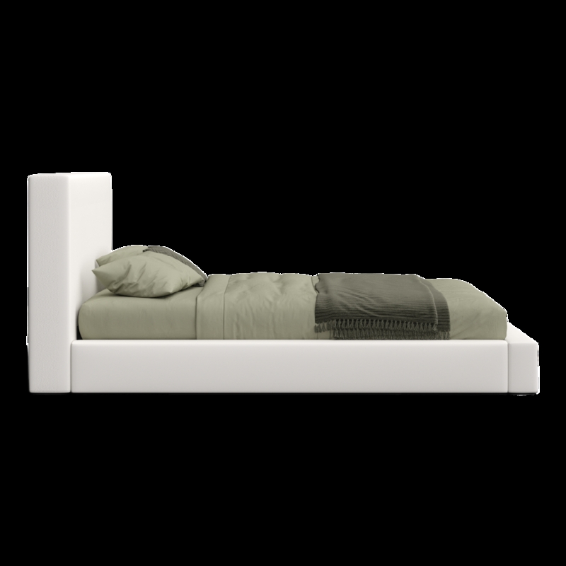 Upholstered Platform Bed, Chunky Ivory Base with Tall Headboard