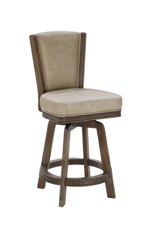 Upholstered Swivel Bar Stool with Flexback and Walnut Finish Frame
