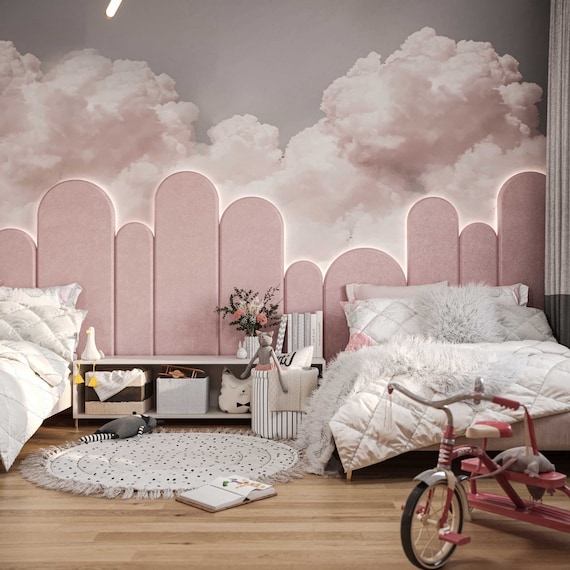 Upholstered Wall Panels: Dusty Rose Arched Staggered Silhouette