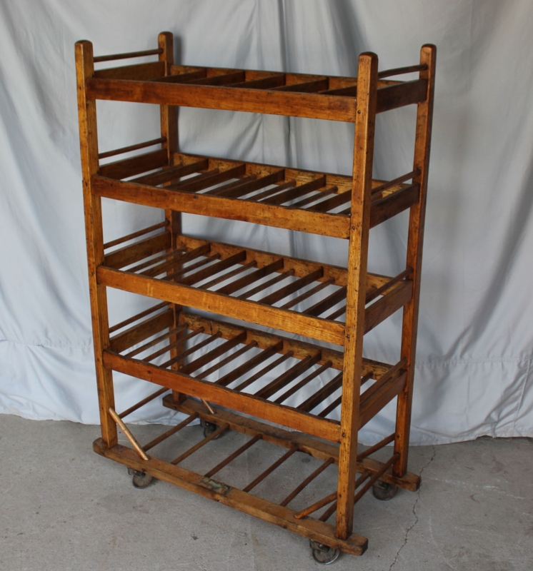 Utility Rack Antique Finish Dowel Construction Slatted Shelving