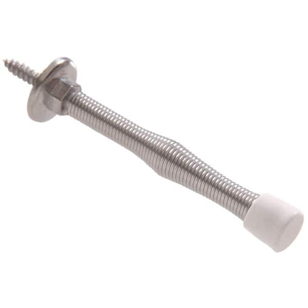 Utility Spring Door Stop Satin Chrome White Tip Flexible Hardware