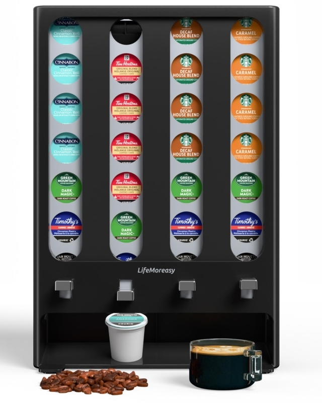 Vending Style Coffee Pod Dispenser, Matte Black Vertical Holder