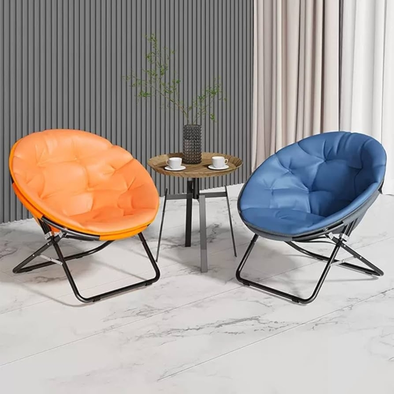 Vibrant Orange Saucer Chair Folding Tufted Accent Seat