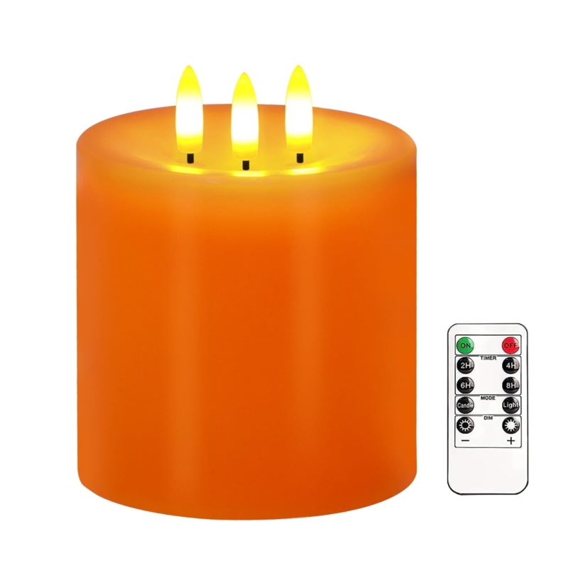 Vibrant Pumpkin Orange Candle Three-Wick, Remote Controlled, Autumnal