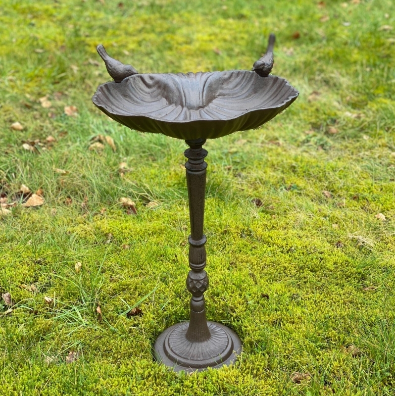 Victorian Cast Iron Bird Bath featuring a Scalloped Bowl Rim