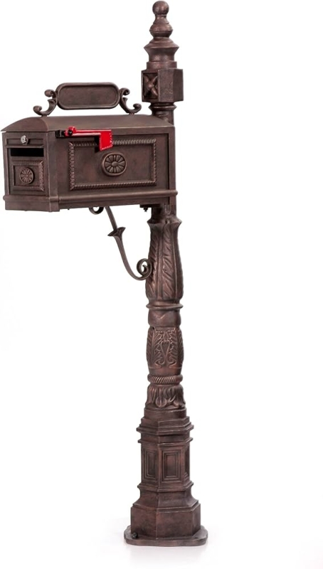 Victorian Locking Mailbox in Antique Bronze with Acanthus Details