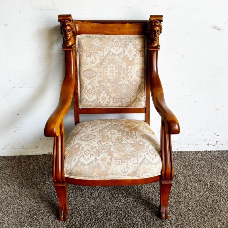 Vintage Hand-Carved Clawfoot Dining Chair  Dolphin & Flamingo