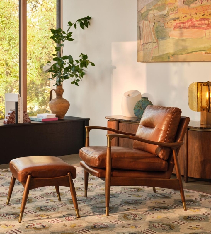 Vintage Inspired Armchair featuring Brass Capped Feet
