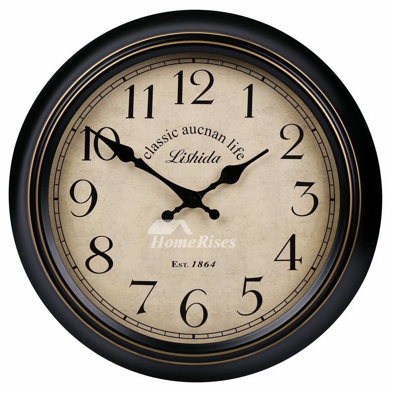 Vintage Style Round Analog Wall Clock with Parchment Dial