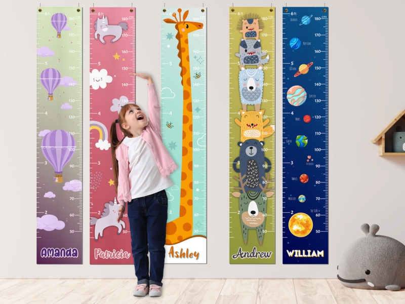 Vinyl Growth Chart Banner with Personalized Name Panel and Grommets