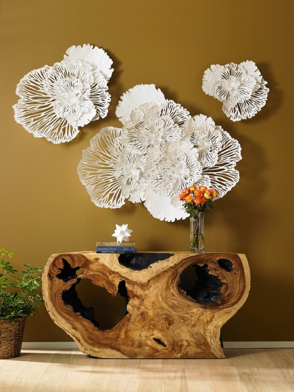 Wall Art Perforated Petals Matte White Sculptural