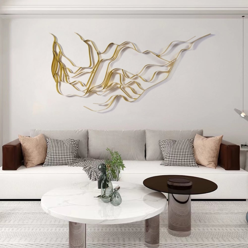 Wall Art Polished Gold Wavy Lines Abstract Irregular Metal Sculpture