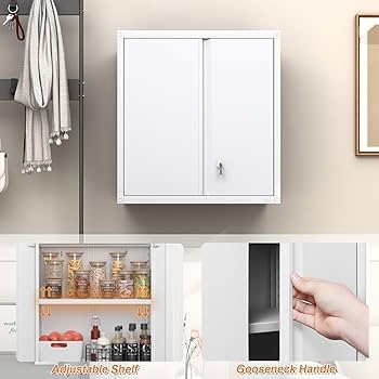 Wall Cabinet Metal Sliding Doors Locking Mechanism Utility Storage