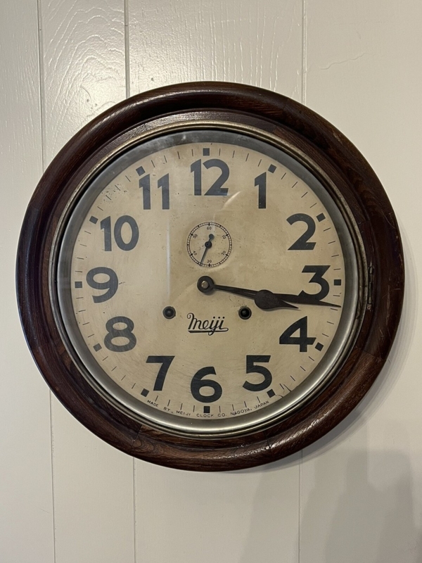Wall Clock Antique Meiji Branding Key Wind Mechanism Nagoya Japan