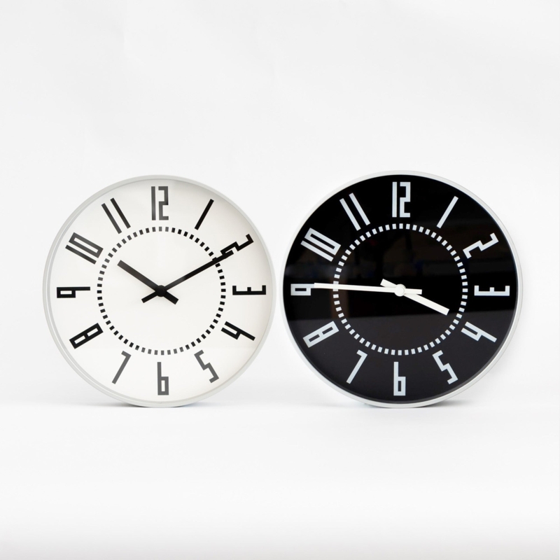 Wall Clock Eki Station Dial Block Typography Slim Bezel High Contrast