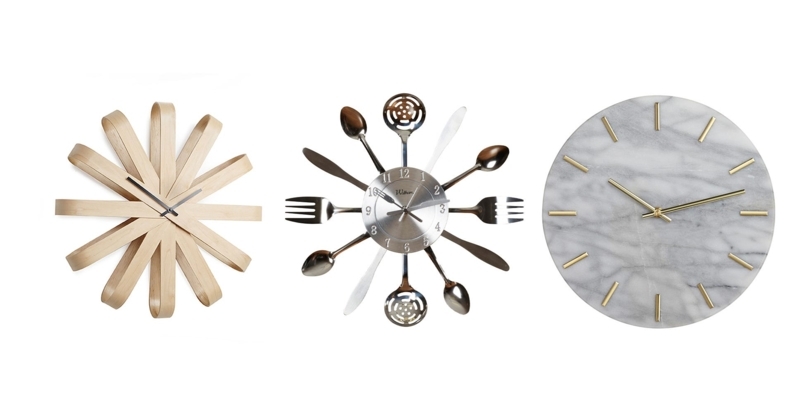 Wall Clock Kitchen Utensils Cutlery Markers Silver Toned Decor