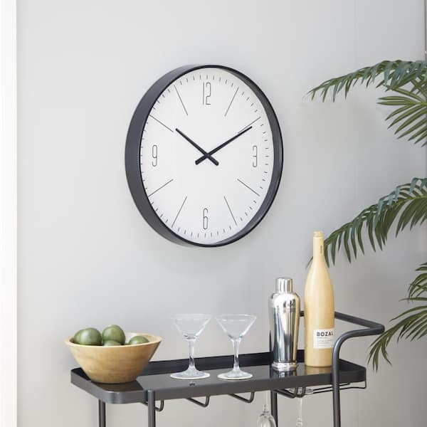Wall Clock Matte Black Frame Oversized Numerals Minimalist Face