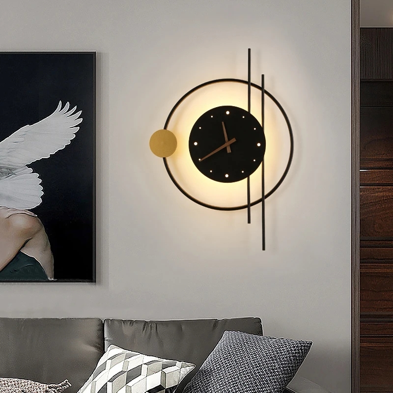 Wall Clock Minimalist Integrated Lighting Vertical Elements