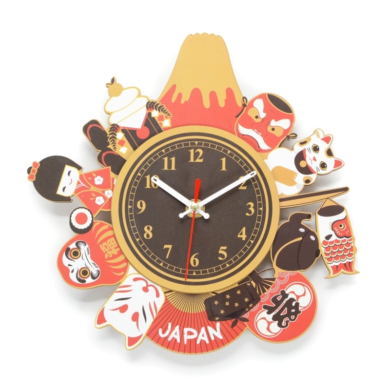 Wall Clock Multi Layered Construction Cultural Icon Collage Red