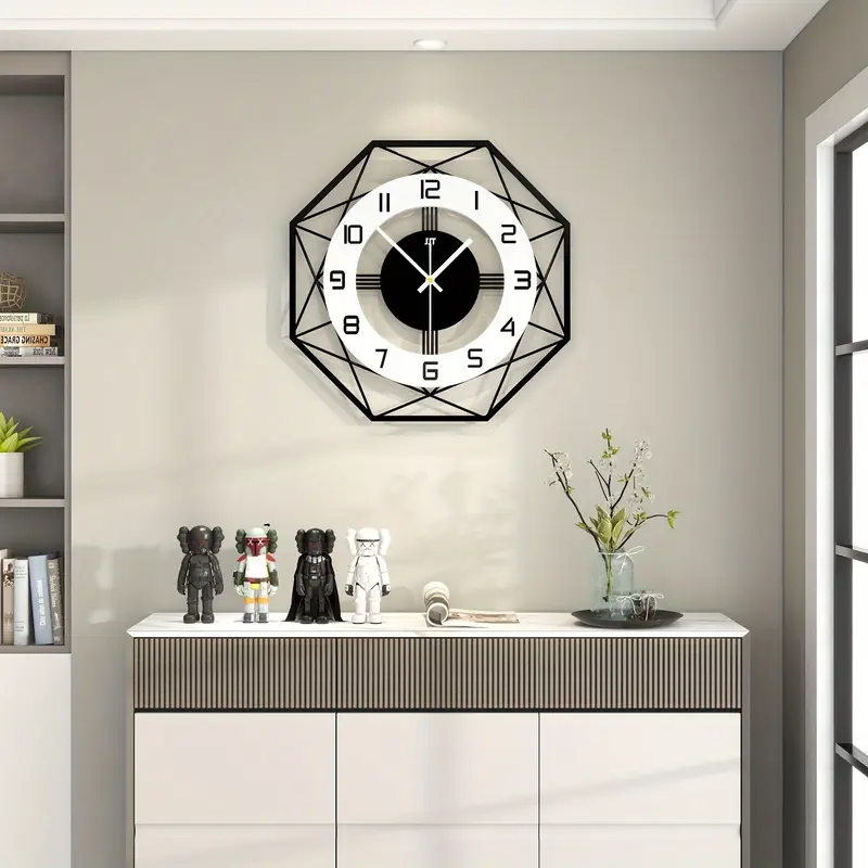 Wall Clock Octagonal Silhouette Geometric Frame Bold Numerals