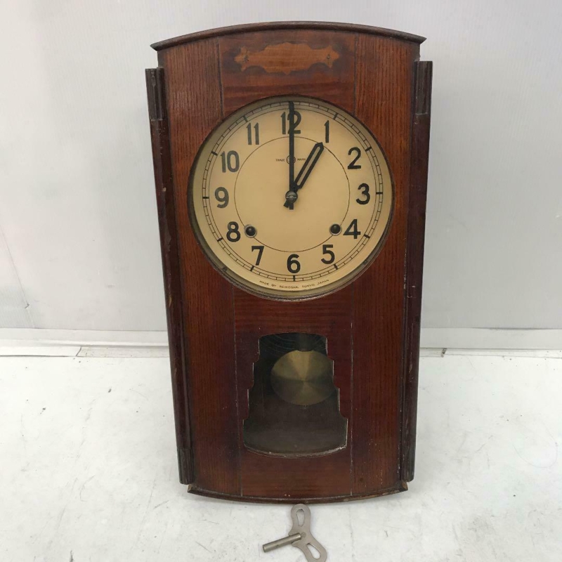 Wall Clock Seikosha Branding Antique Finish Notched Cutout Pendulum