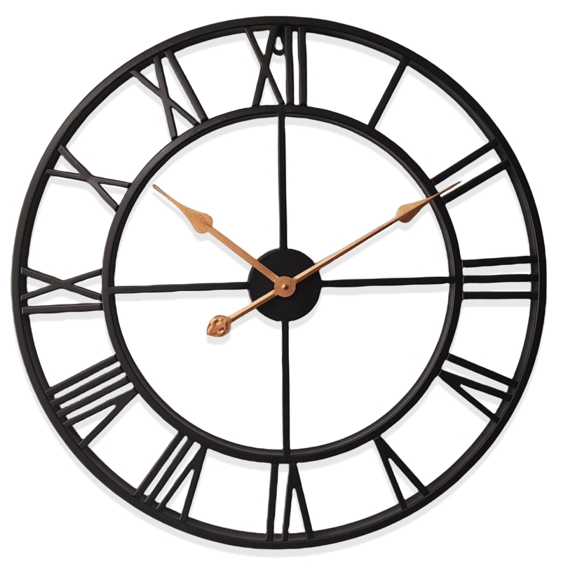 Wall Clock Skeleton Design with Bronze Toned Hands