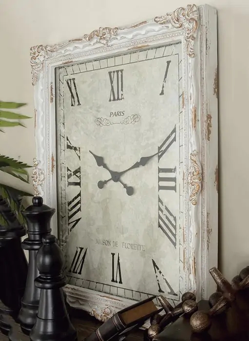 Wall Clock Vintage French Country, Rectangular, Ornate Paris Typography