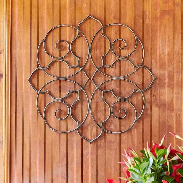 Wall Decor Antique Bronze Scrolling Spiral Quatrefoil Silhouette